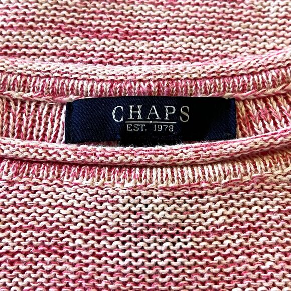 Chaps Women's Heathered Pink Pullover Sweater w/ Pockets - Picture 9 of 9